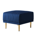 Modern Velvet Upholstered Reversible Sectional 3 Seat Sofal Shaped Couch With Movable Ottoman And Gold Legs For Living Room Blue Blue Foam Velvet