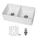 White Farmhouse Sink 33 Inch Kitchen Sink Apron Front Double Bowl 50 50 White Ceramic Kitchen Farm Sink White Ceramic