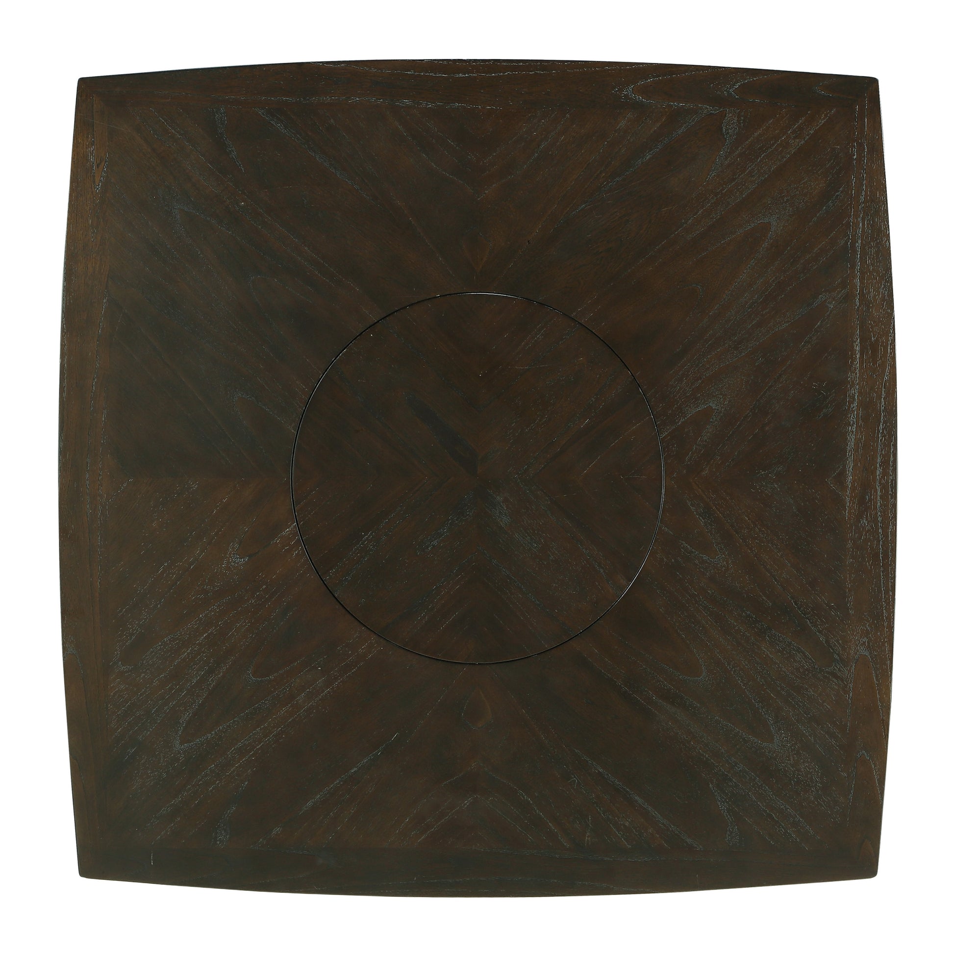 Dark Brown Finish Counter Height Table with Lazy Susan wood-wood-brown mix-seats 6-wood-dining