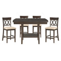 Dark Brown Finish Counter Height Table with Lazy Susan wood-wood-brown mix-wood-dining room-dining table