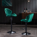 Bar Stools Set Of 2 Adjustable Barstools With Back And Footrest, Counter Height Bar Chairs For Kitchen, Pub Green Green Foam Fabric