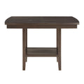 Dark Brown Finish Counter Height Table with Lazy Susan wood-wood-brown mix-seats 6-wood-dining