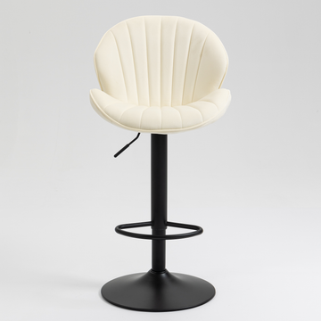 Bar Stools Set Of 2 Adjustable Barstools With Back And Footrest, Counter Height Bar Chairs For Kitchen, Pub Cream Cream Foam Fabric