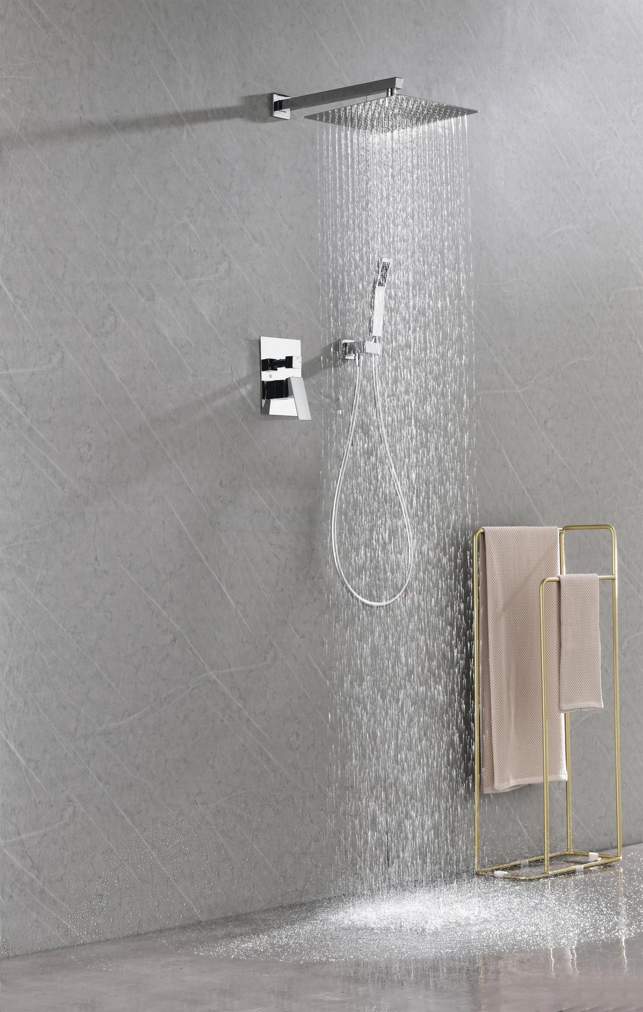 12" Rain Shower Head Systems Wall Mounted Shower chrome-brass