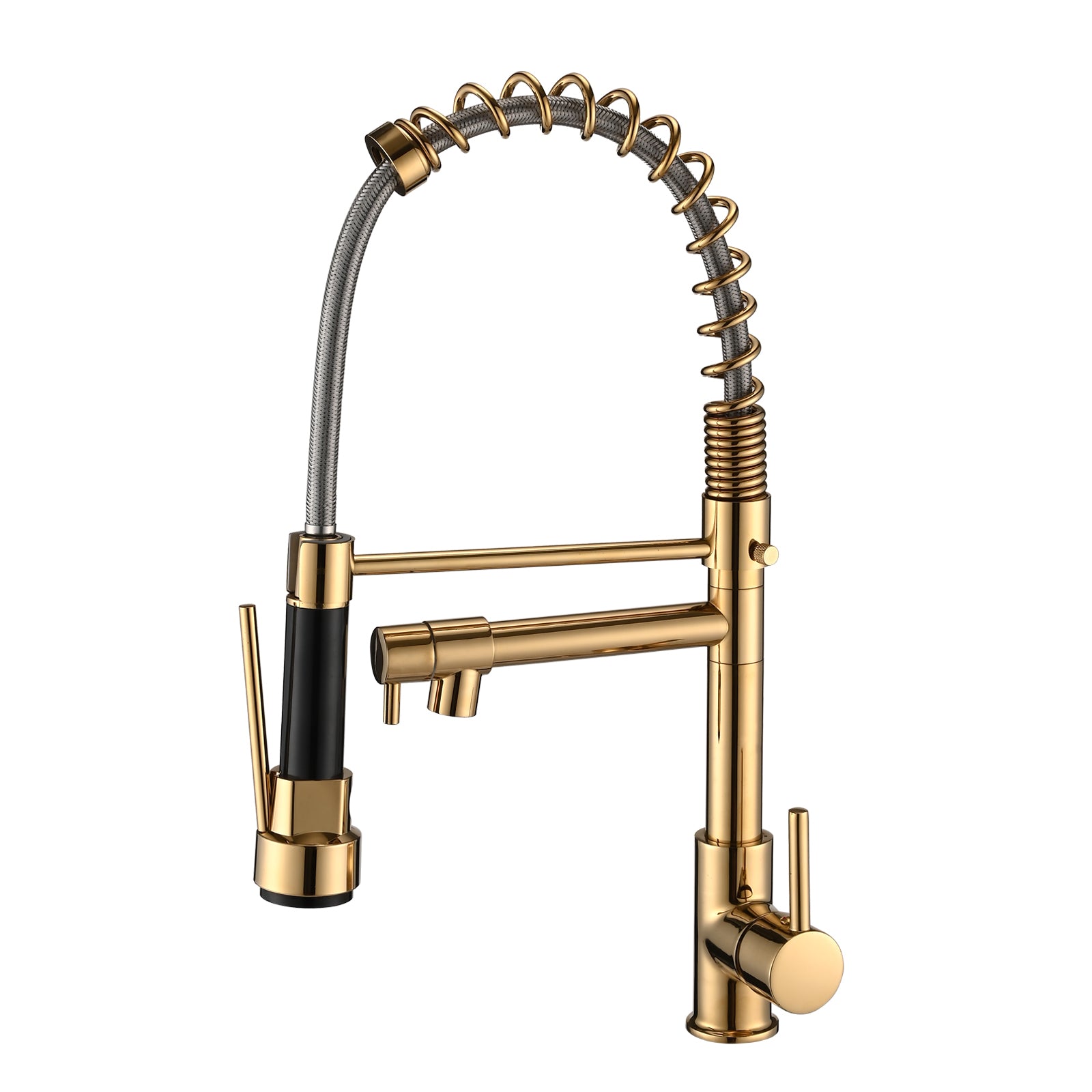 Commercial Pull Down Kitchen Sink Faucet Single Handle Modern Kitchen Faucets Polished Golden Stainless Steel