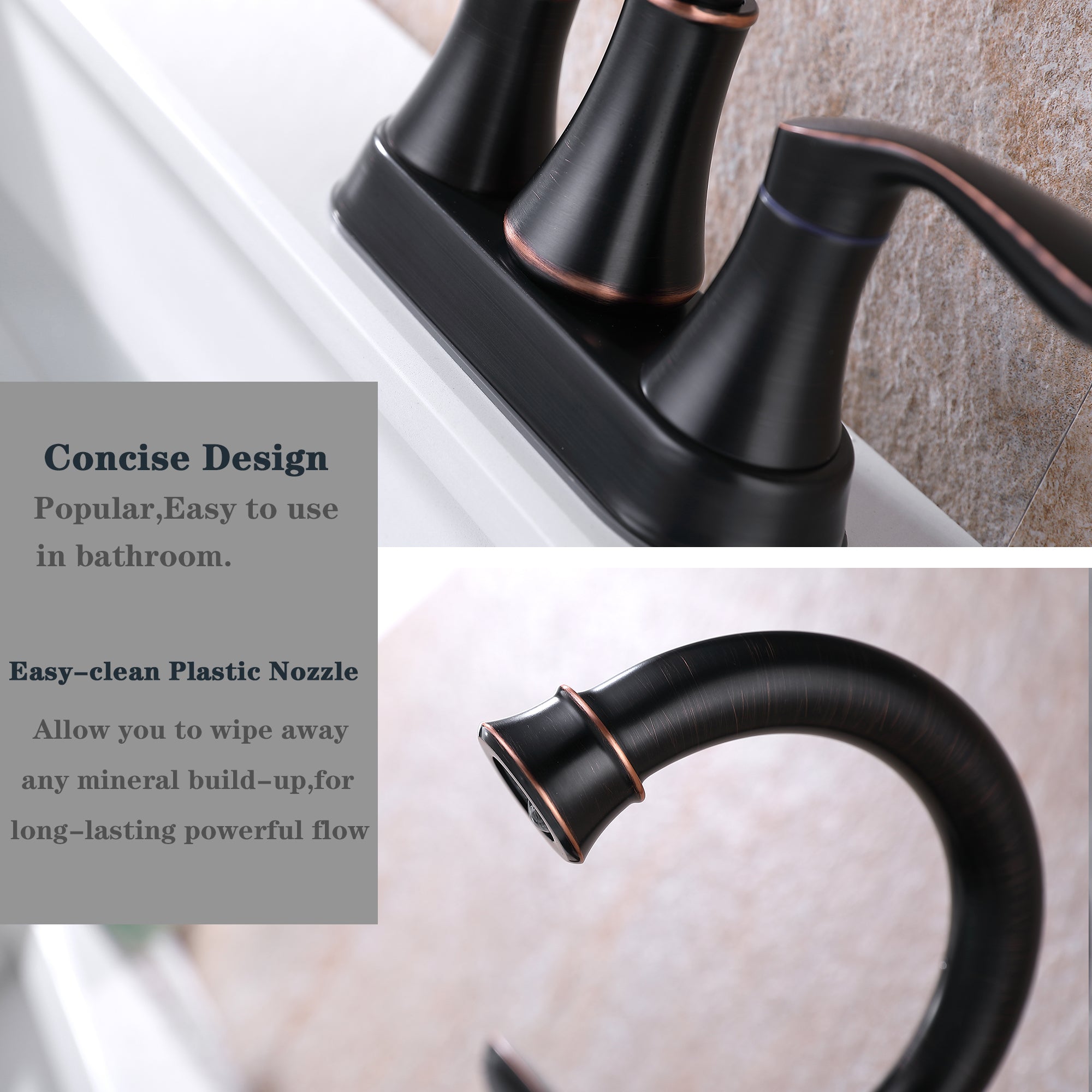 2 Handle 4 Inch Oil Rubbed Bronze Bathroom Faucet oil-rubbed bronze-stainless steel