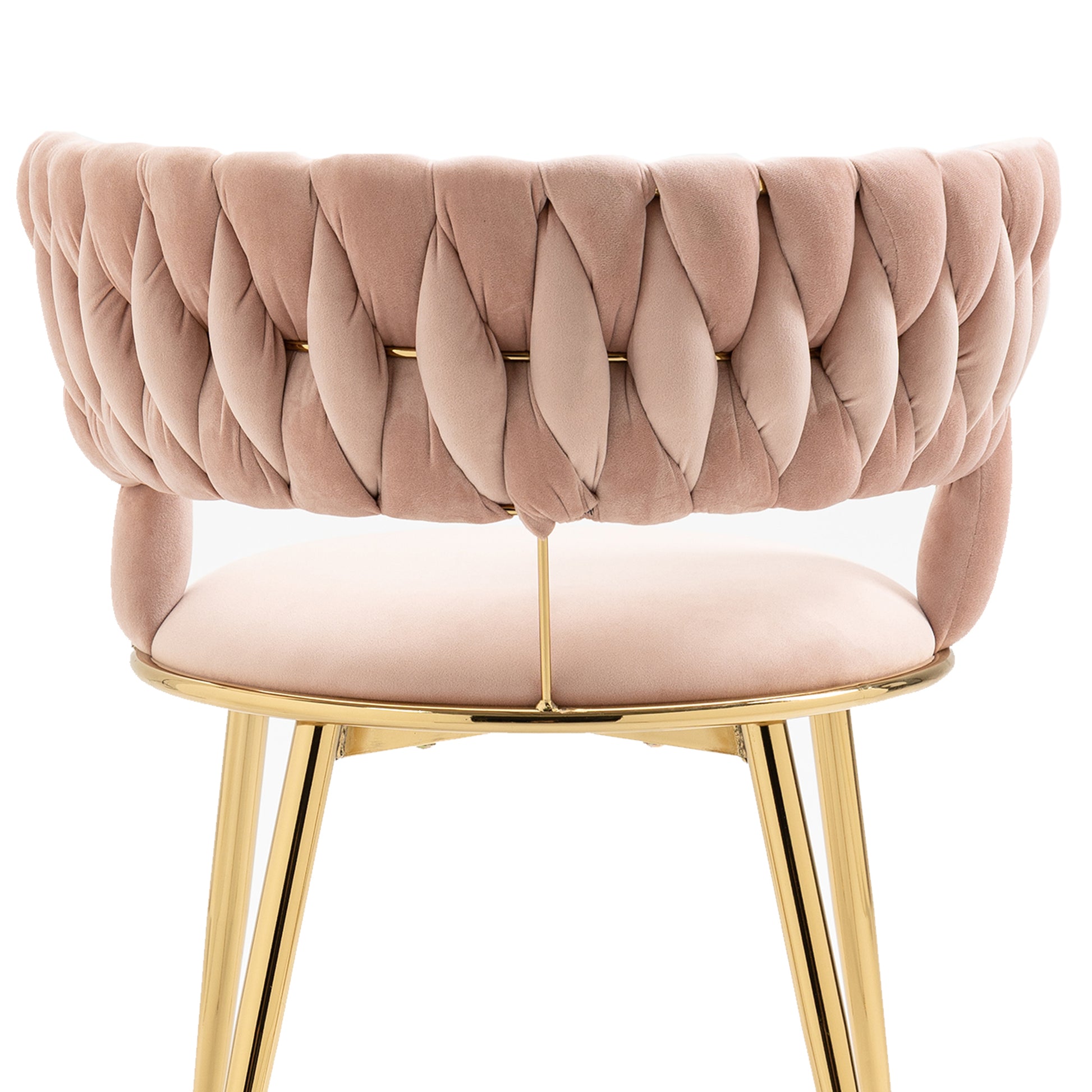 Coolmore Velvet Dining Chairs Set Of 2, Woven Upholstered Dining Chairs With Gold Metal Legs, Modern Accent Chairs For Living Room, Dining Room, Kitchen Pink Velvet Pink Foam Velvet