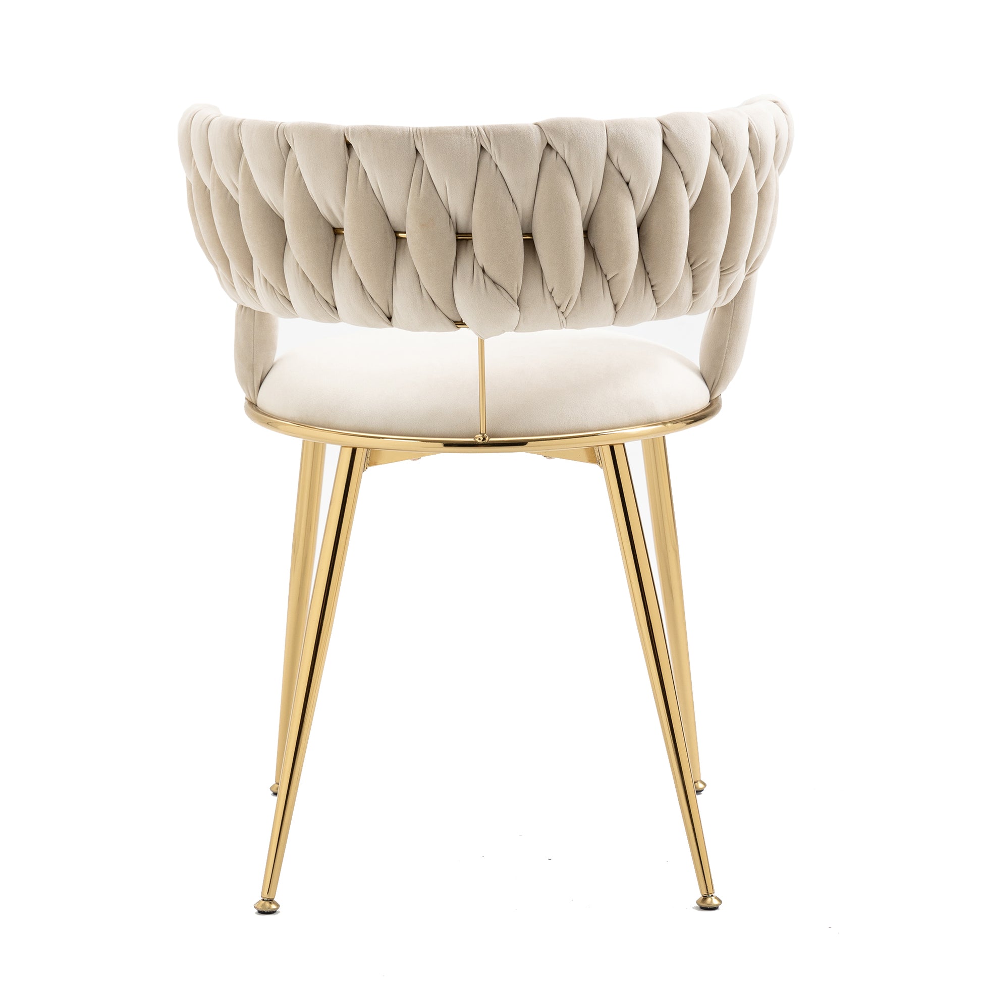 Coolmore Velvet Dining Chairs Set Of 2, Woven Upholstered Dining Chairs With Gold Metal Legs, Modern Accent Chairs For Living Room, Dining Room, Kitchen Ivory Velvet Ivory Foam Velvet