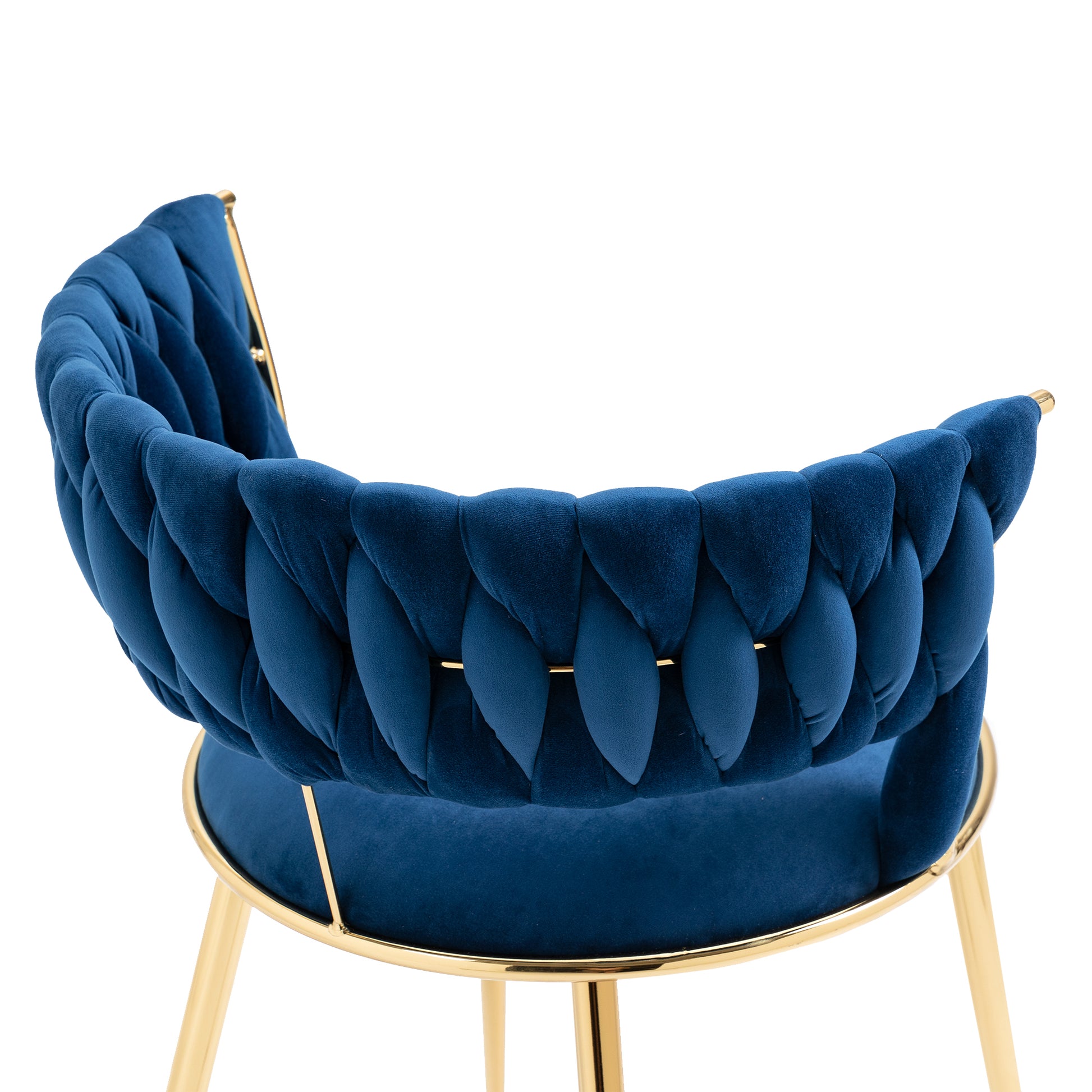 Coolmore Velvet Dining Chairs Set Of 2, Woven Upholstered Dining Chairs With Gold Metal Legs, Modern Accent Chairs For Living Room, Dining Room, Kitchen Navy Velvet Navy Foam Velvet