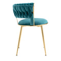 Coolmore Velvet Dining Chairs Set Of 2, Woven Upholstered Dining Chairs With Gold Metal Legs, Modern Accent Chairs For Living Room, Dining Room, Kitchen Teal Velvet Teal Foam Velvet