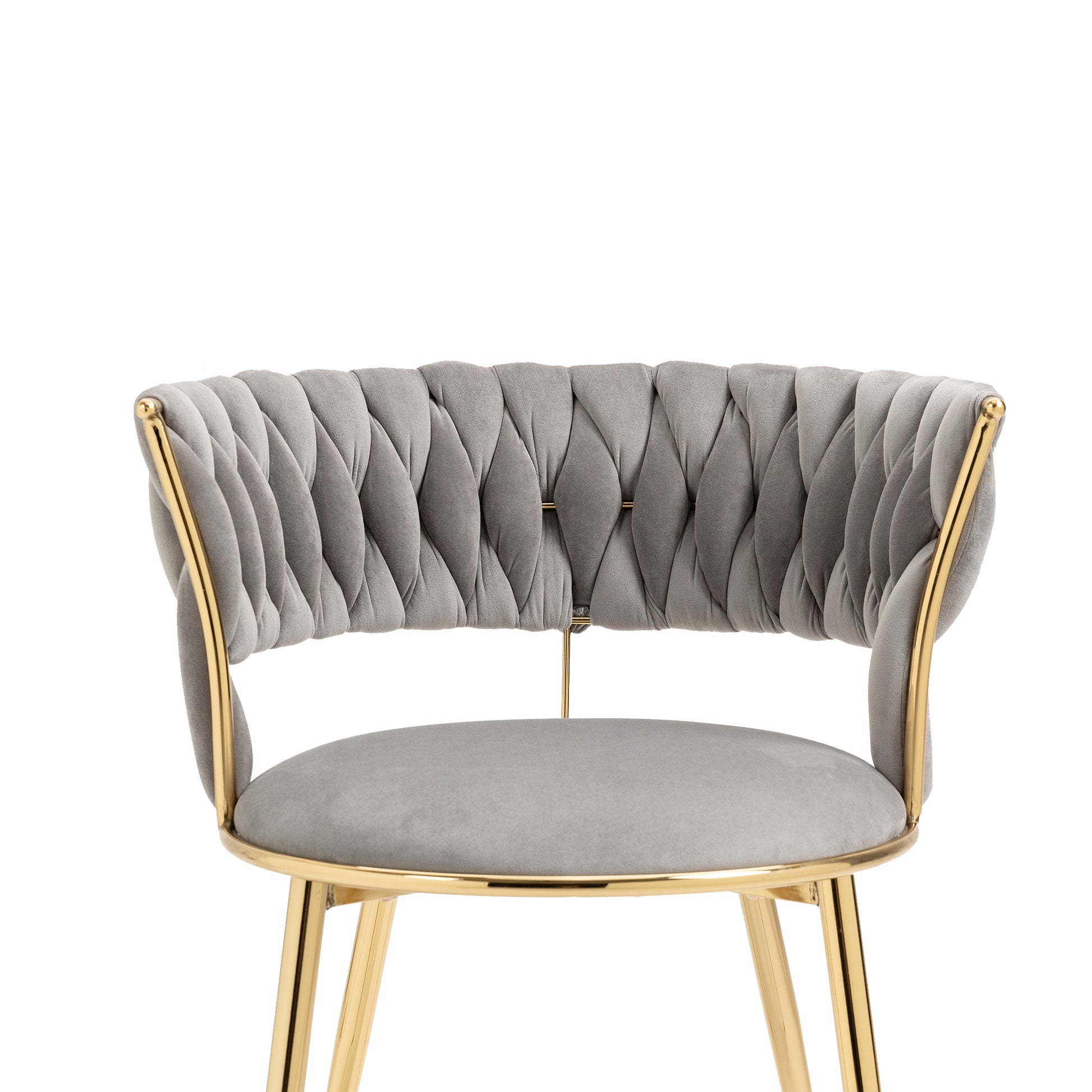 Coolmore Velvet Dining Chairs Set Of 2, Woven Upholstered Dining Chairs With Gold Metal Legs, Modern Accent Chairs For Living Room, Dining Room, Kitchen Grey Velvet Grey Foam Velvet