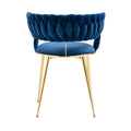 Coolmore Velvet Dining Chairs Set Of 2, Woven Upholstered Dining Chairs With Gold Metal Legs, Modern Accent Chairs For Living Room, Dining Room, Kitchen Navy Velvet Navy Foam Velvet