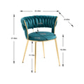Coolmore Velvet Dining Chairs Set Of 2, Woven Upholstered Dining Chairs With Gold Metal Legs, Modern Accent Chairs For Living Room, Dining Room, Kitchen Teal Velvet Teal Foam Velvet