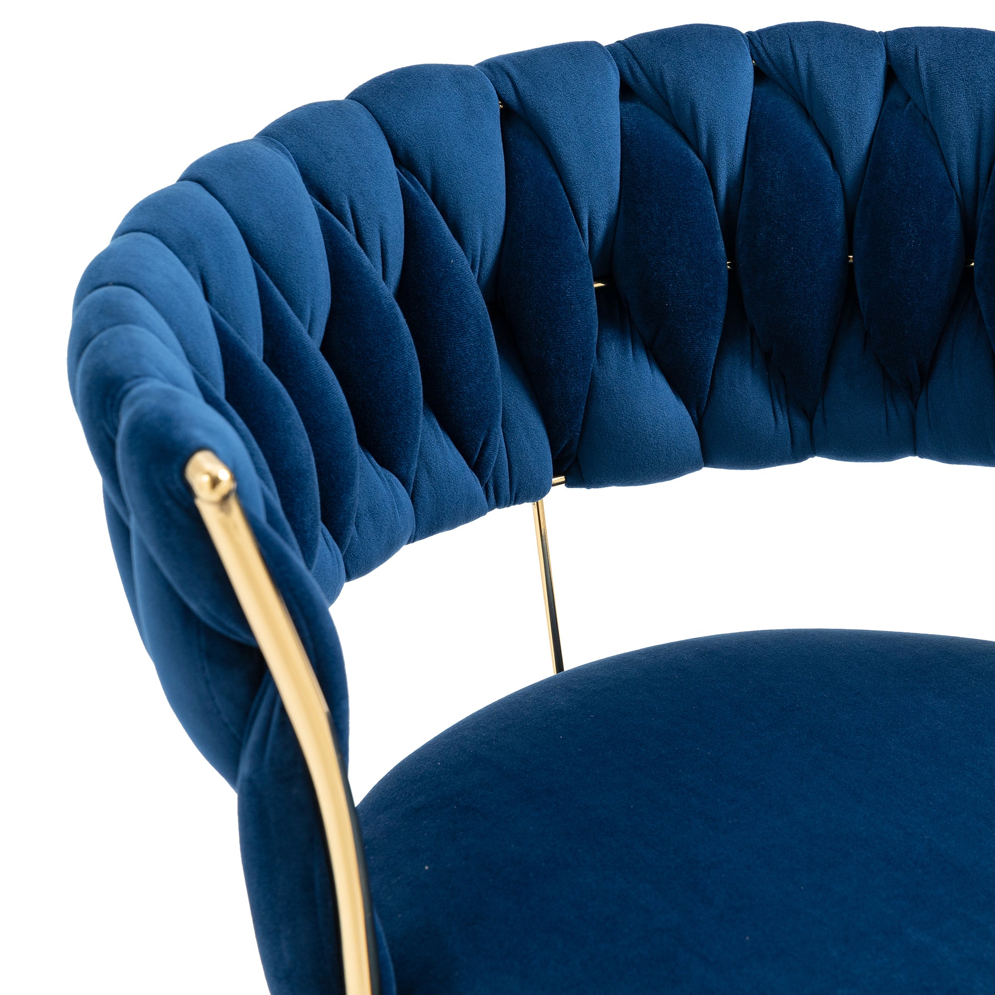 Coolmore Velvet Dining Chairs Set Of 2, Woven Upholstered Dining Chairs With Gold Metal Legs, Modern Accent Chairs For Living Room, Dining Room, Kitchen Navy Velvet Navy Foam Velvet