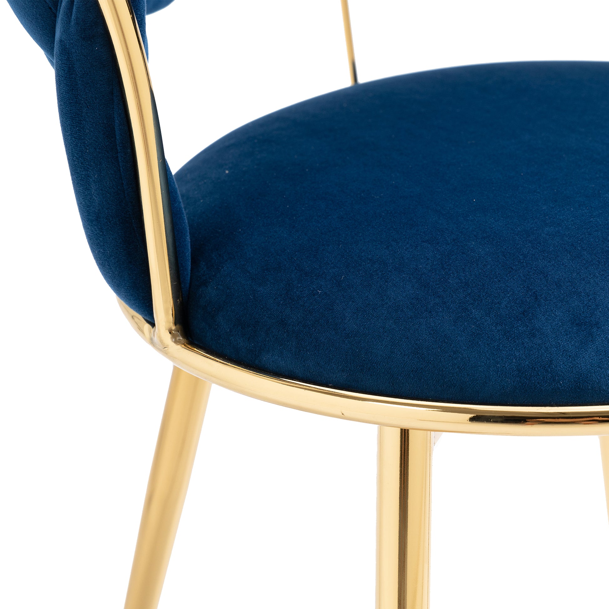 Coolmore Velvet Dining Chairs Set Of 2, Woven Upholstered Dining Chairs With Gold Metal Legs, Modern Accent Chairs For Living Room, Dining Room, Kitchen Navy Velvet Navy Foam Velvet