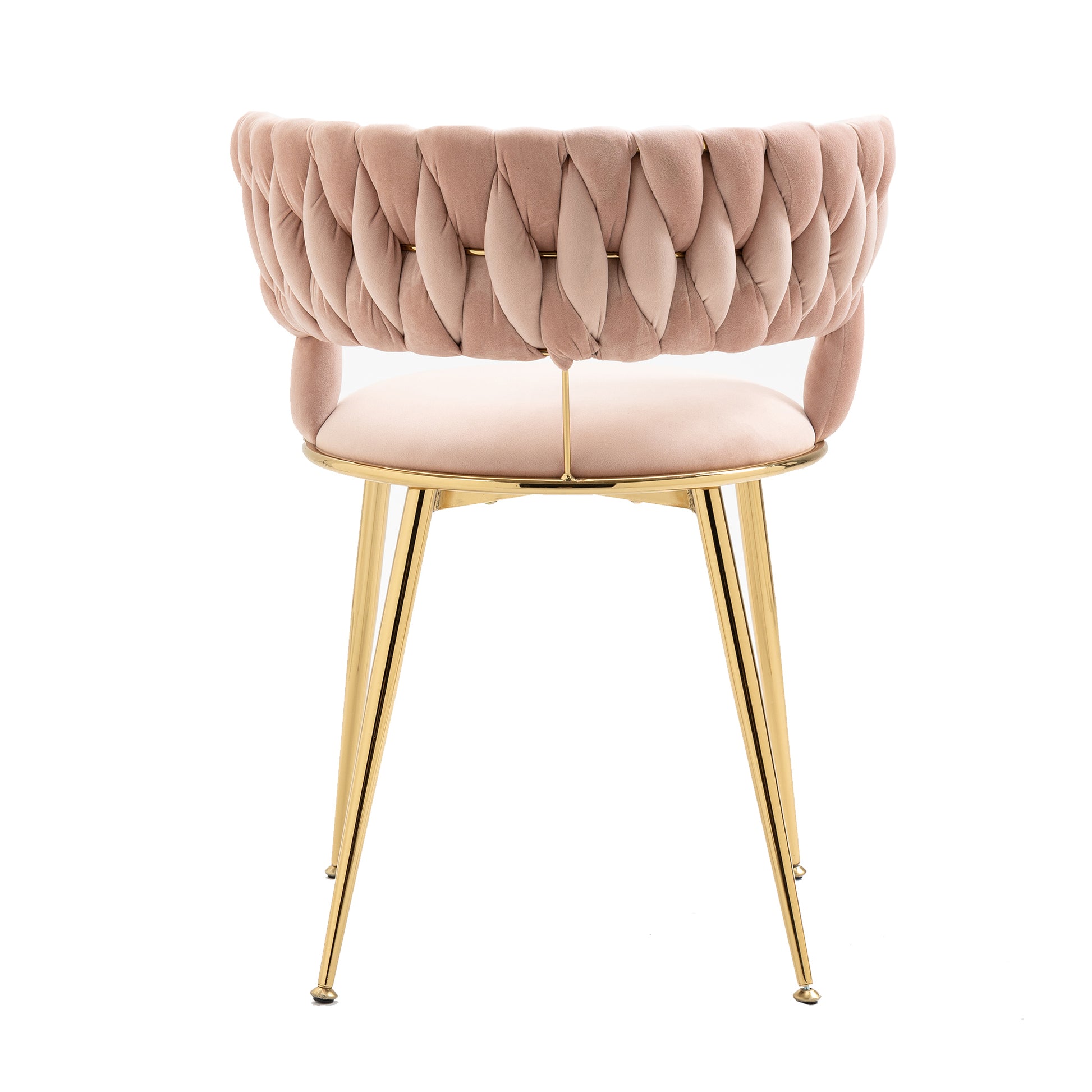 Coolmore Velvet Dining Chairs Set Of 2, Woven Upholstered Dining Chairs With Gold Metal Legs, Modern Accent Chairs For Living Room, Dining Room, Kitchen Pink Velvet Pink Foam Velvet