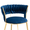 Coolmore Velvet Dining Chairs Set Of 2, Woven Upholstered Dining Chairs With Gold Metal Legs, Modern Accent Chairs For Living Room, Dining Room, Kitchen Navy Velvet Navy Foam Velvet