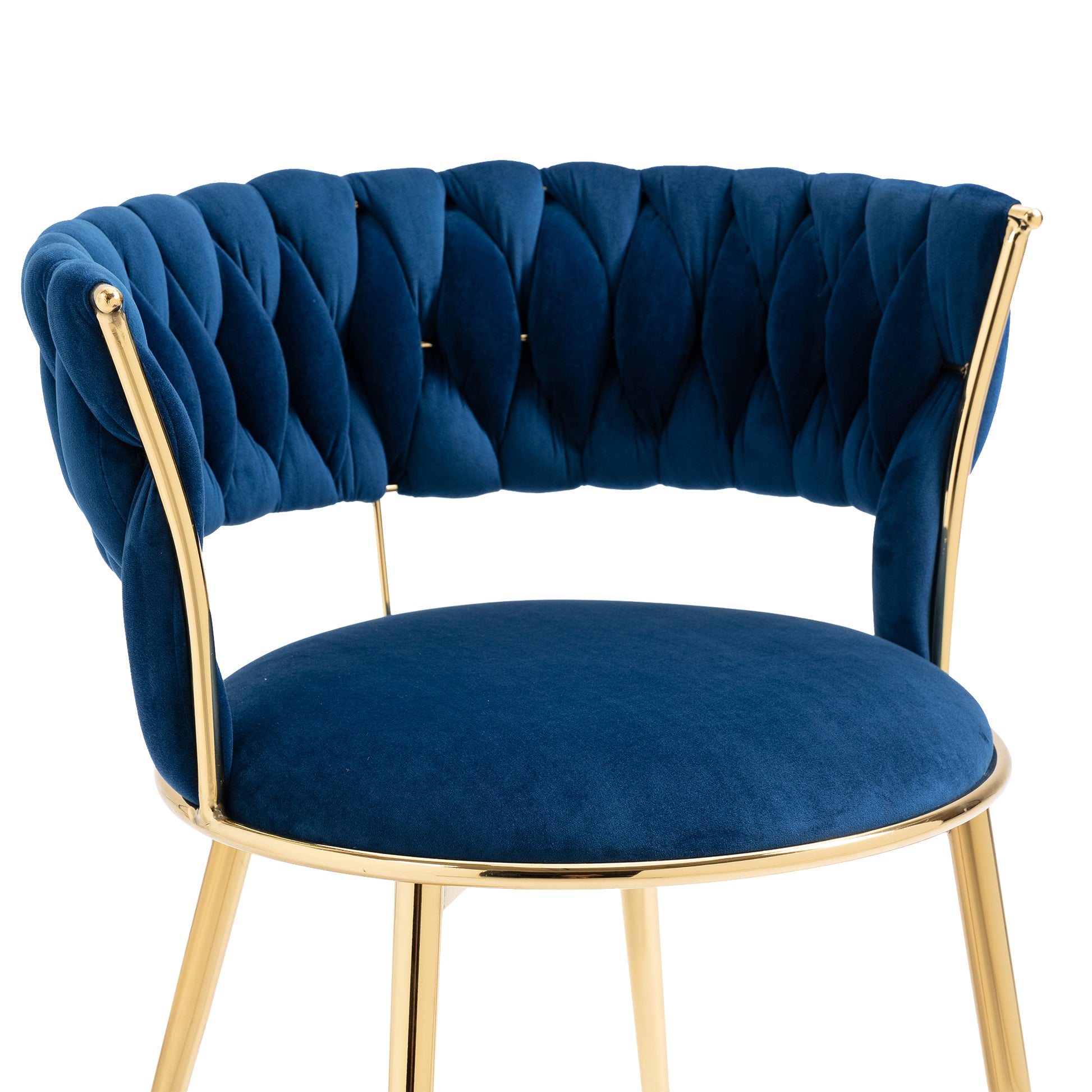 Coolmore Velvet Dining Chairs Set Of 2, Woven Upholstered Dining Chairs With Gold Metal Legs, Modern Accent Chairs For Living Room, Dining Room, Kitchen Navy Velvet Navy Foam Velvet