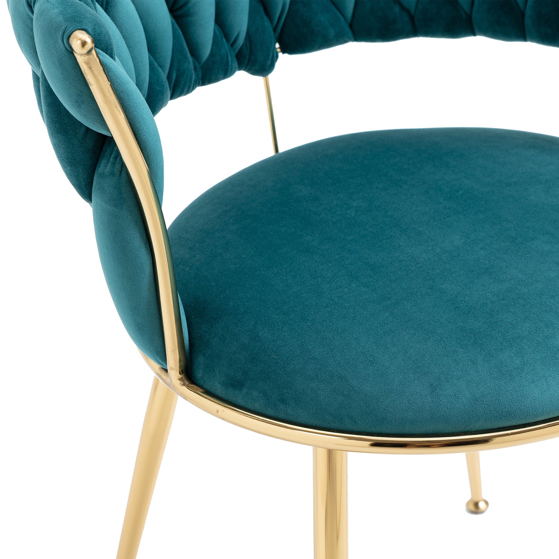 Coolmore Velvet Dining Chairs Set Of 2, Woven Upholstered Dining Chairs With Gold Metal Legs, Modern Accent Chairs For Living Room, Dining Room, Kitchen Teal Velvet Teal Foam Velvet