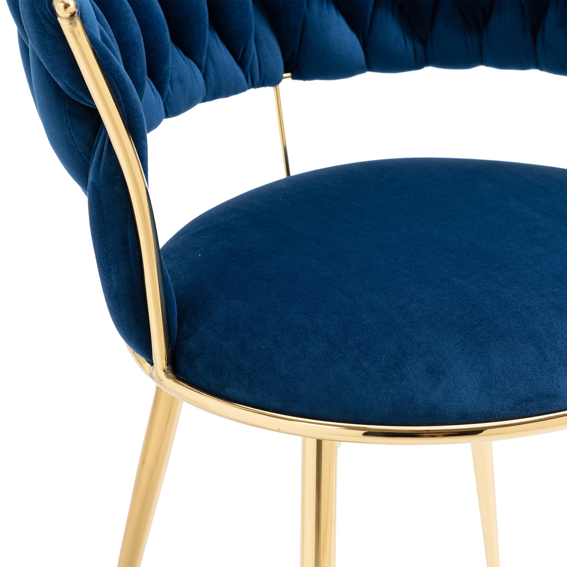 Coolmore Velvet Dining Chairs Set Of 2, Woven Upholstered Dining Chairs With Gold Metal Legs, Modern Accent Chairs For Living Room, Dining Room, Kitchen Navy Velvet Navy Foam Velvet
