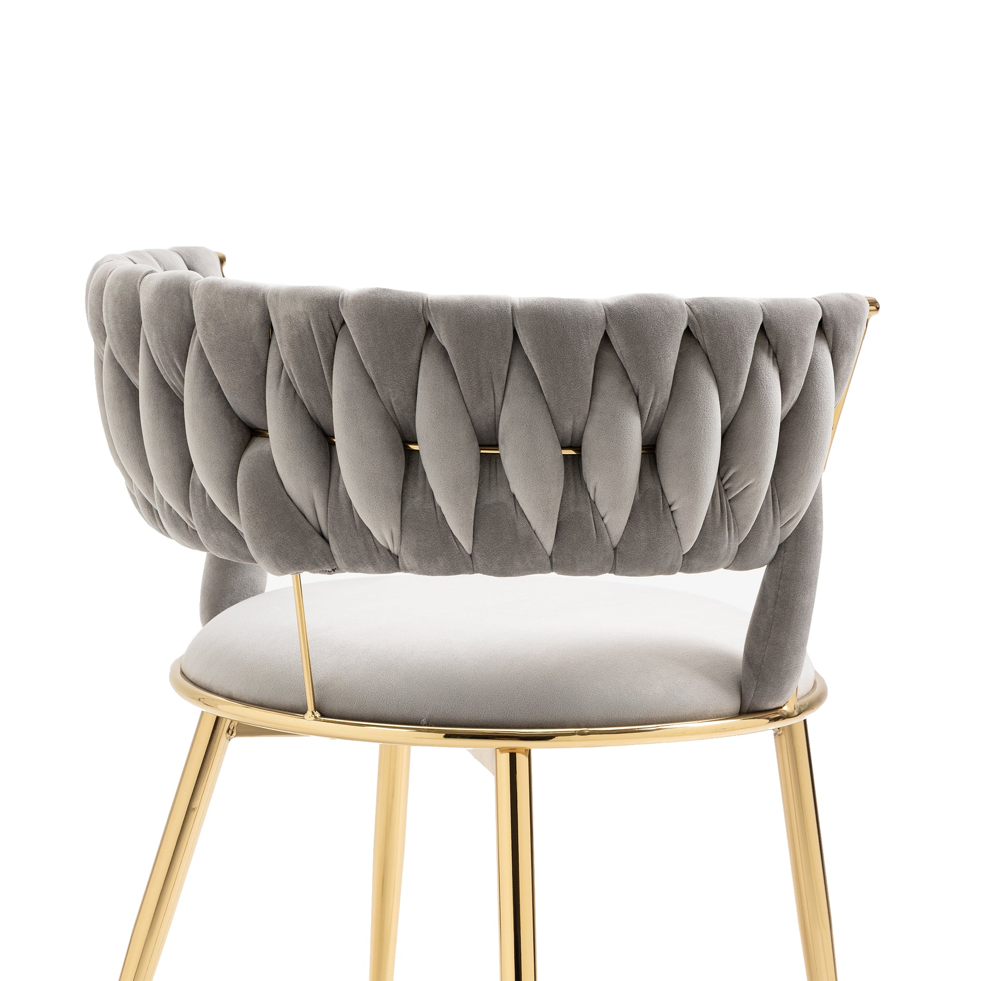 Coolmore Velvet Dining Chairs Set Of 2, Woven Upholstered Dining Chairs With Gold Metal Legs, Modern Accent Chairs For Living Room, Dining Room, Kitchen Grey Velvet Grey Foam Velvet