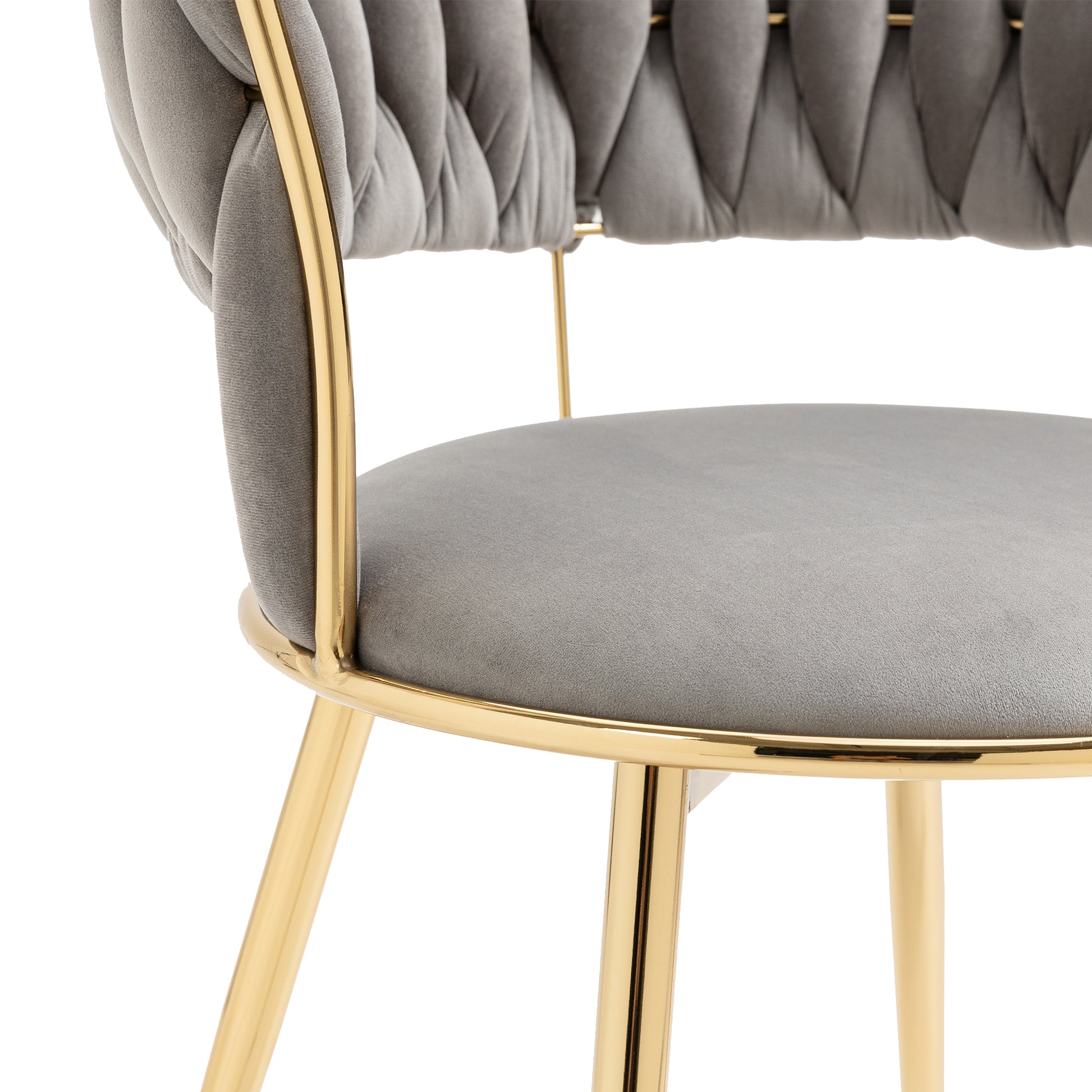 Coolmore Velvet Dining Chairs Set Of 2, Woven Upholstered Dining Chairs With Gold Metal Legs, Modern Accent Chairs For Living Room, Dining Room, Kitchen Grey Velvet Grey Foam Velvet