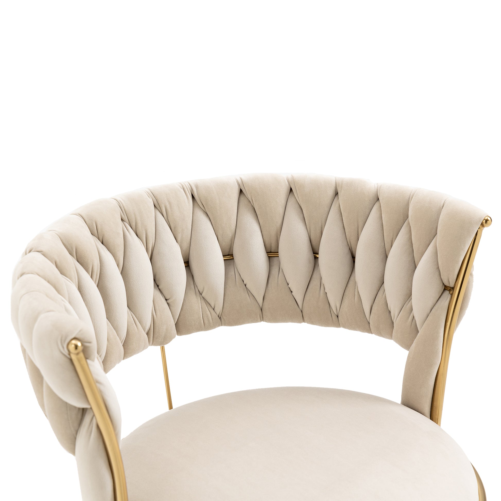 Coolmore Velvet Dining Chairs Set Of 2, Woven Upholstered Dining Chairs With Gold Metal Legs, Modern Accent Chairs For Living Room, Dining Room, Kitchen Ivory Velvet Ivory Foam Velvet