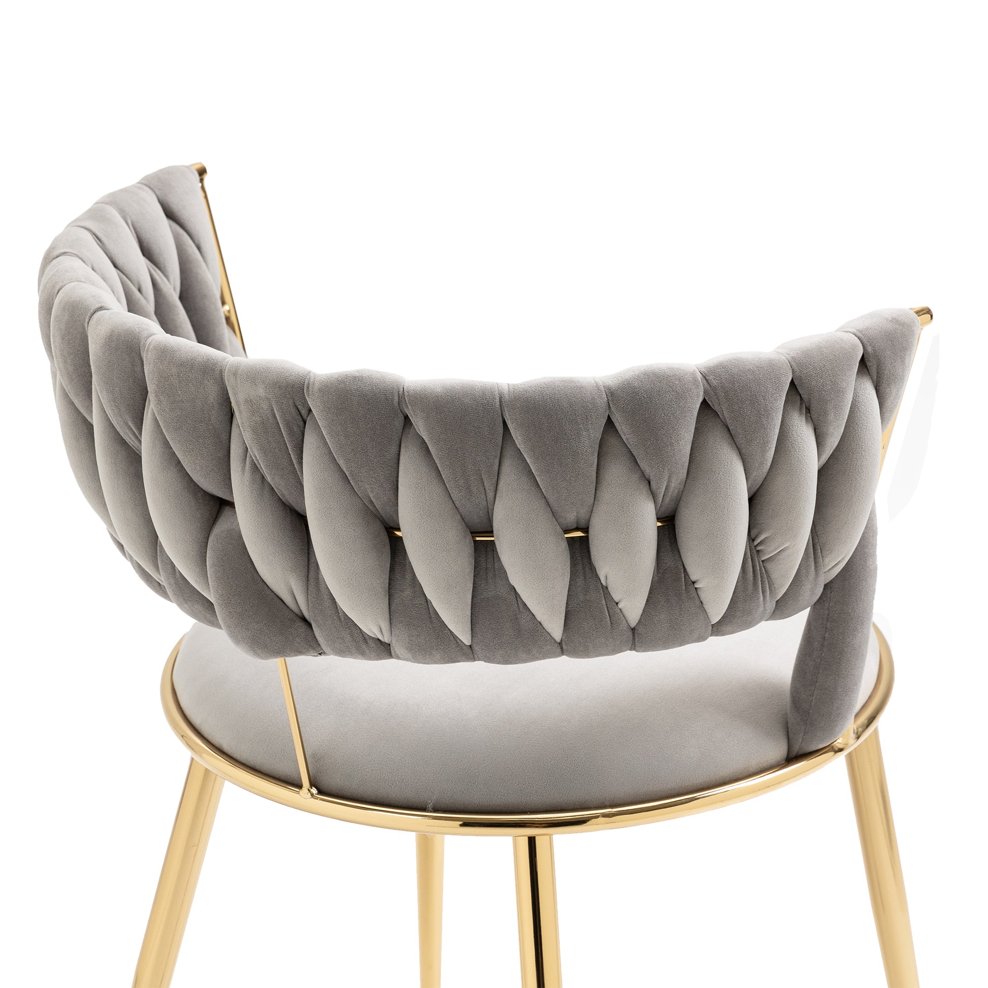 Coolmore Velvet Dining Chairs Set Of 2, Woven Upholstered Dining Chairs With Gold Metal Legs, Modern Accent Chairs For Living Room, Dining Room, Kitchen Grey Velvet Grey Foam Velvet