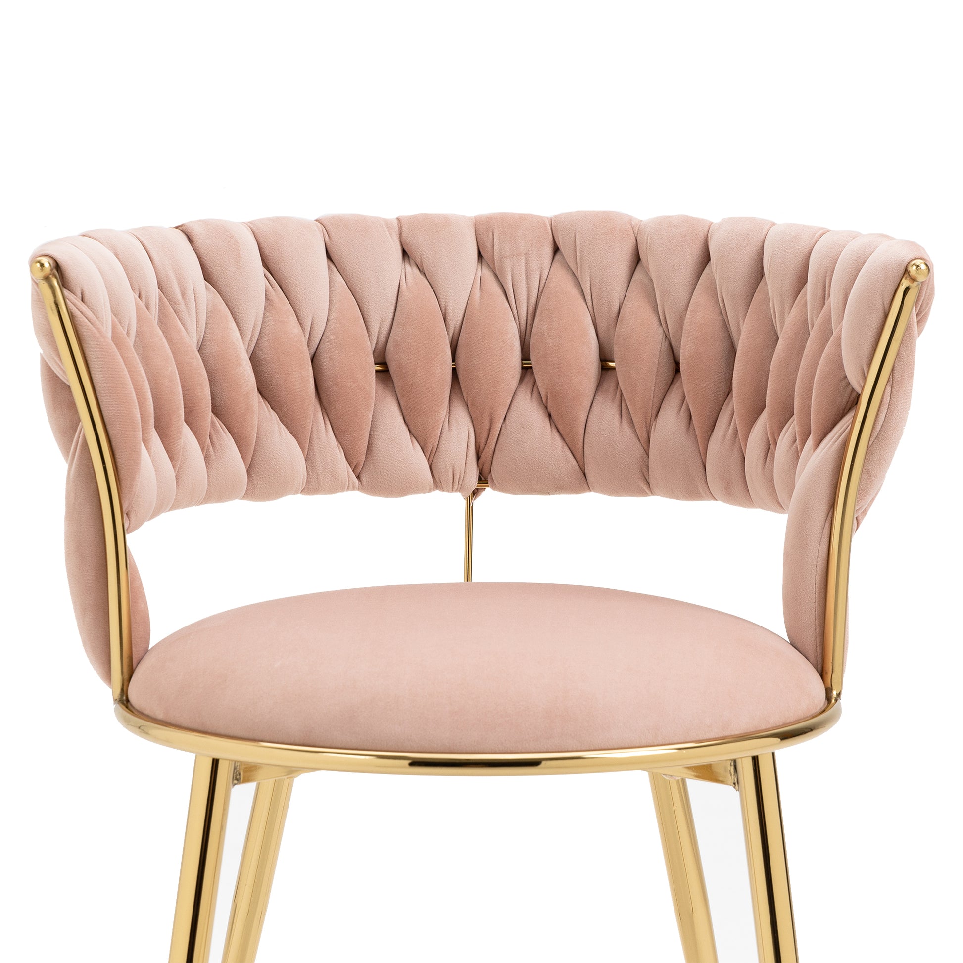Coolmore Velvet Dining Chairs Set Of 2, Woven Upholstered Dining Chairs With Gold Metal Legs, Modern Accent Chairs For Living Room, Dining Room, Kitchen Pink Velvet Pink Foam Velvet
