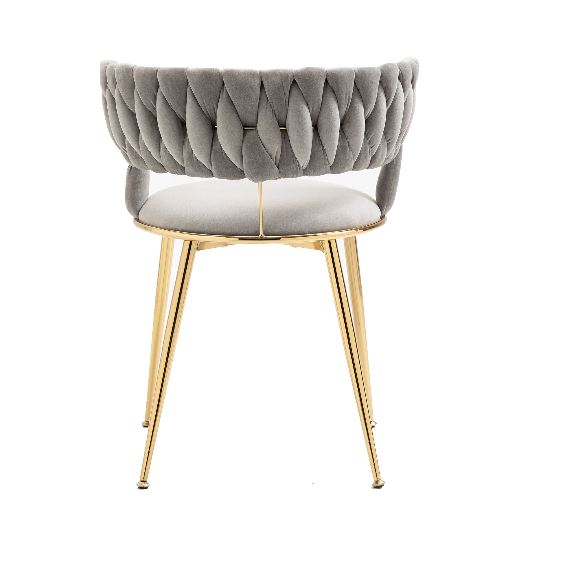 Coolmore Velvet Dining Chairs Set Of 2, Woven Upholstered Dining Chairs With Gold Metal Legs, Modern Accent Chairs For Living Room, Dining Room, Kitchen Grey Velvet Grey Foam Velvet