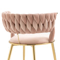 Coolmore Velvet Dining Chairs Set Of 2, Woven Upholstered Dining Chairs With Gold Metal Legs, Modern Accent Chairs For Living Room, Dining Room, Kitchen Pink Velvet Pink Foam Velvet