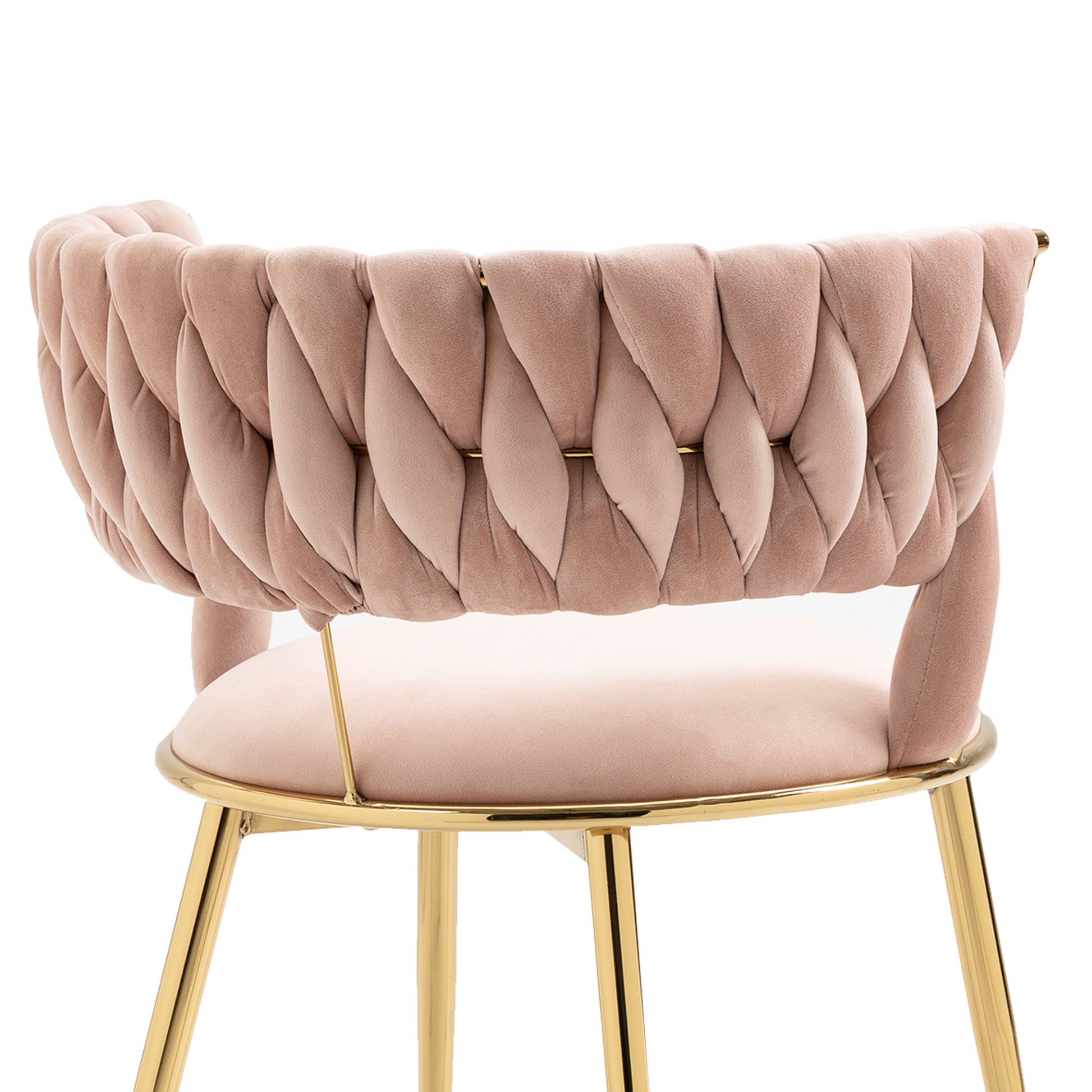 Coolmore Velvet Dining Chairs Set Of 2, Woven Upholstered Dining Chairs With Gold Metal Legs, Modern Accent Chairs For Living Room, Dining Room, Kitchen Pink Velvet Pink Foam Velvet