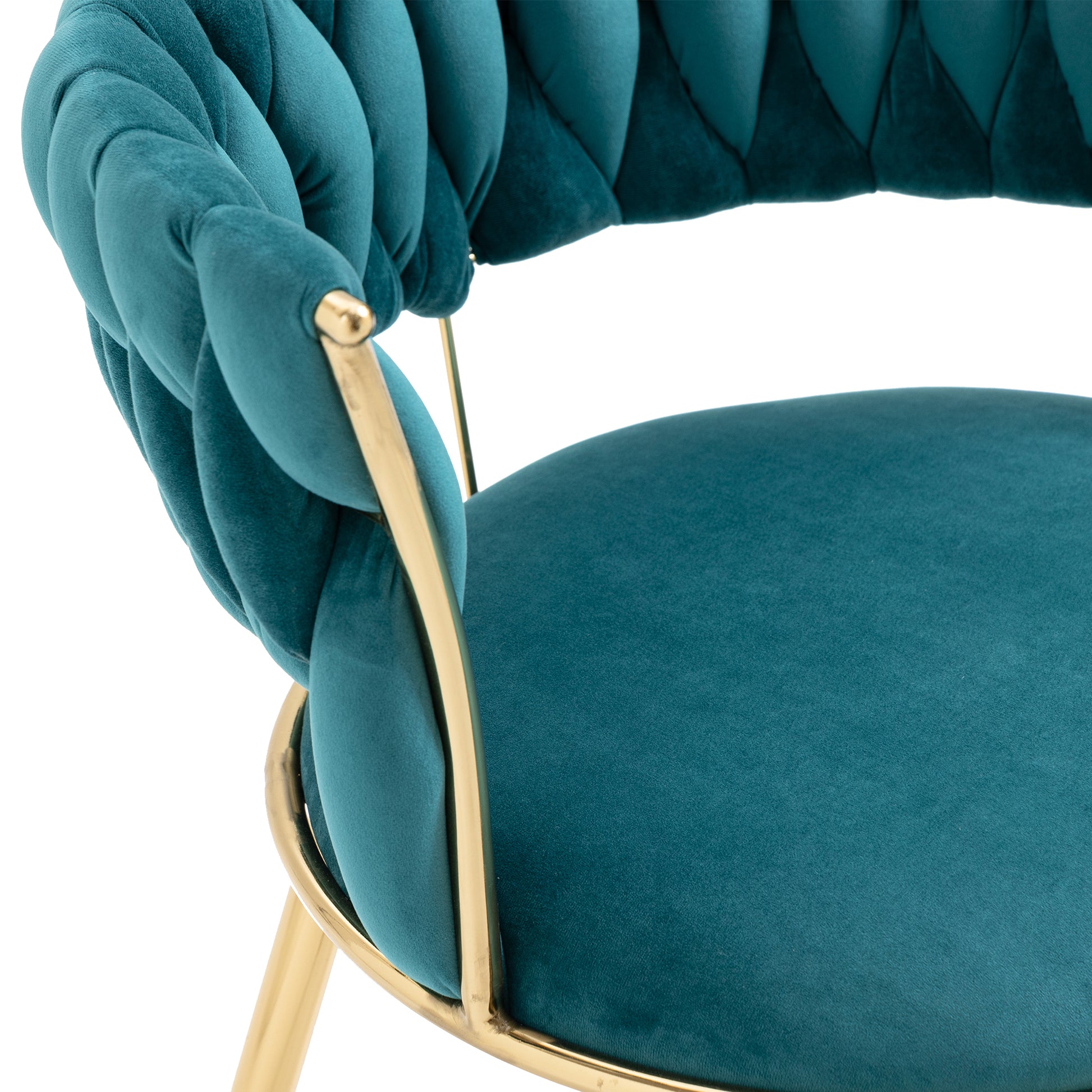 Coolmore Velvet Dining Chairs Set Of 2, Woven Upholstered Dining Chairs With Gold Metal Legs, Modern Accent Chairs For Living Room, Dining Room, Kitchen Teal Velvet Teal Foam Velvet