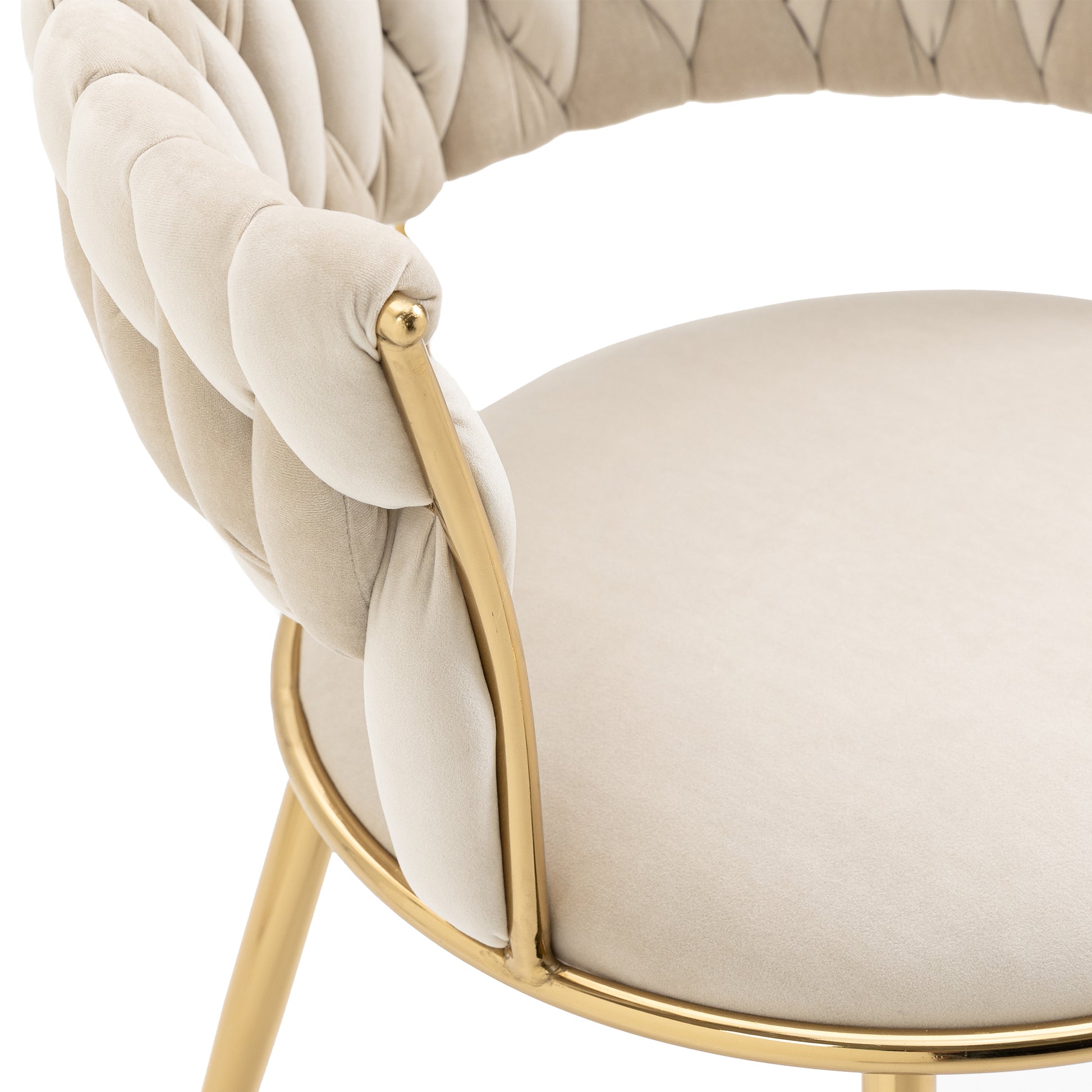 Coolmore Velvet Dining Chairs Set Of 2, Woven Upholstered Dining Chairs With Gold Metal Legs, Modern Accent Chairs For Living Room, Dining Room, Kitchen Ivory Velvet Ivory Foam Velvet