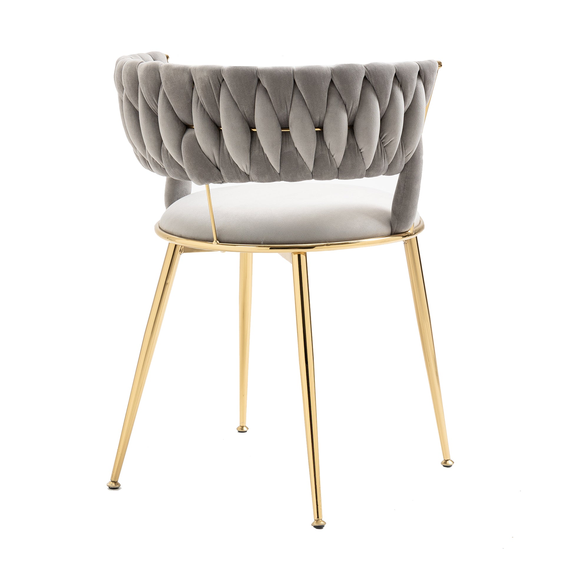 Coolmore Velvet Dining Chairs Set Of 2, Woven Upholstered Dining Chairs With Gold Metal Legs, Modern Accent Chairs For Living Room, Dining Room, Kitchen Grey Velvet Grey Foam Velvet