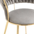 Coolmore Velvet Dining Chairs Set Of 2, Woven Upholstered Dining Chairs With Gold Metal Legs, Modern Accent Chairs For Living Room, Dining Room, Kitchen Grey Velvet Grey Foam Velvet