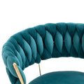 Coolmore Velvet Dining Chairs Set Of 2, Woven Upholstered Dining Chairs With Gold Metal Legs, Modern Accent Chairs For Living Room, Dining Room, Kitchen Teal Velvet Teal Foam Velvet