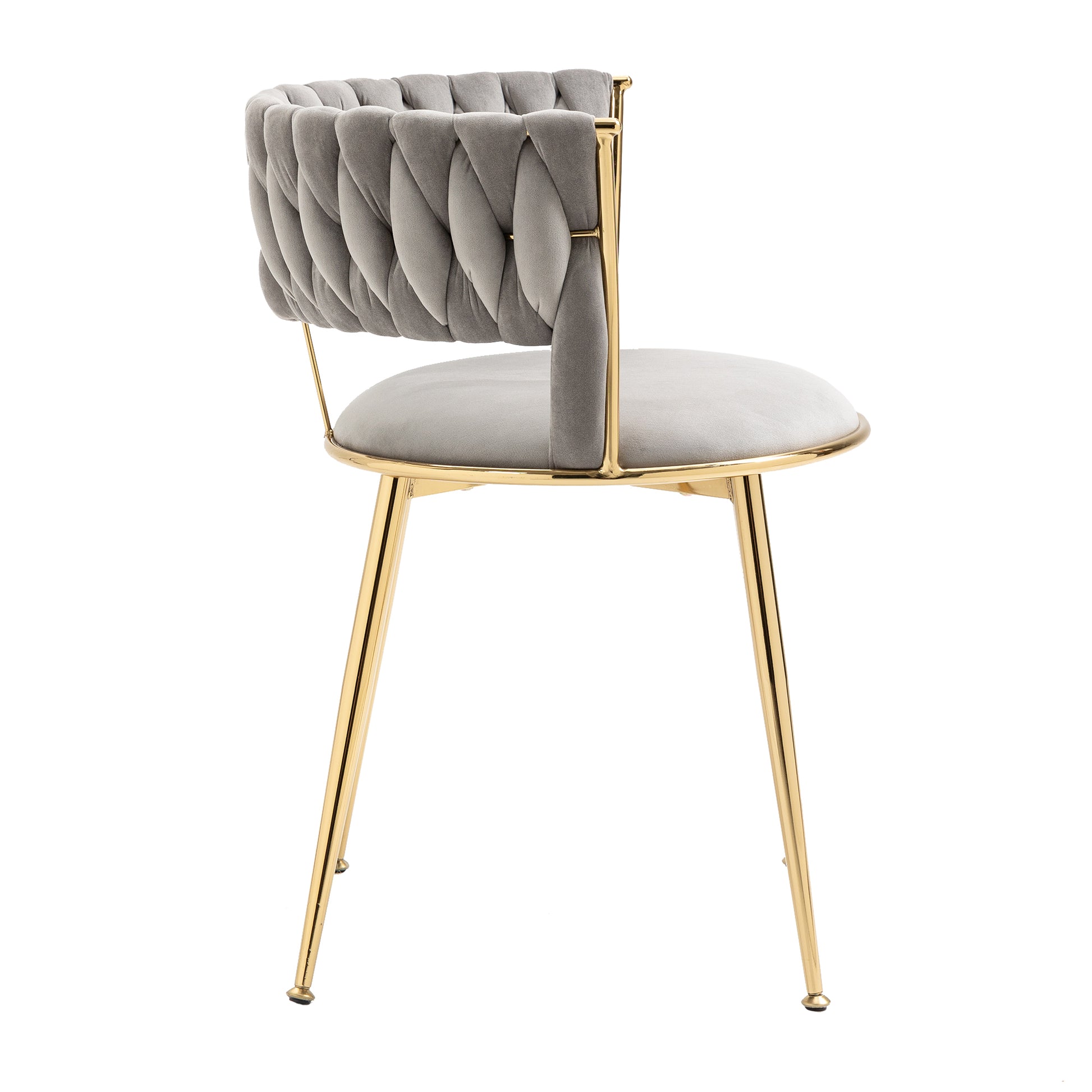 Coolmore Velvet Dining Chairs Set Of 2, Woven Upholstered Dining Chairs With Gold Metal Legs, Modern Accent Chairs For Living Room, Dining Room, Kitchen Grey Velvet Grey Foam Velvet