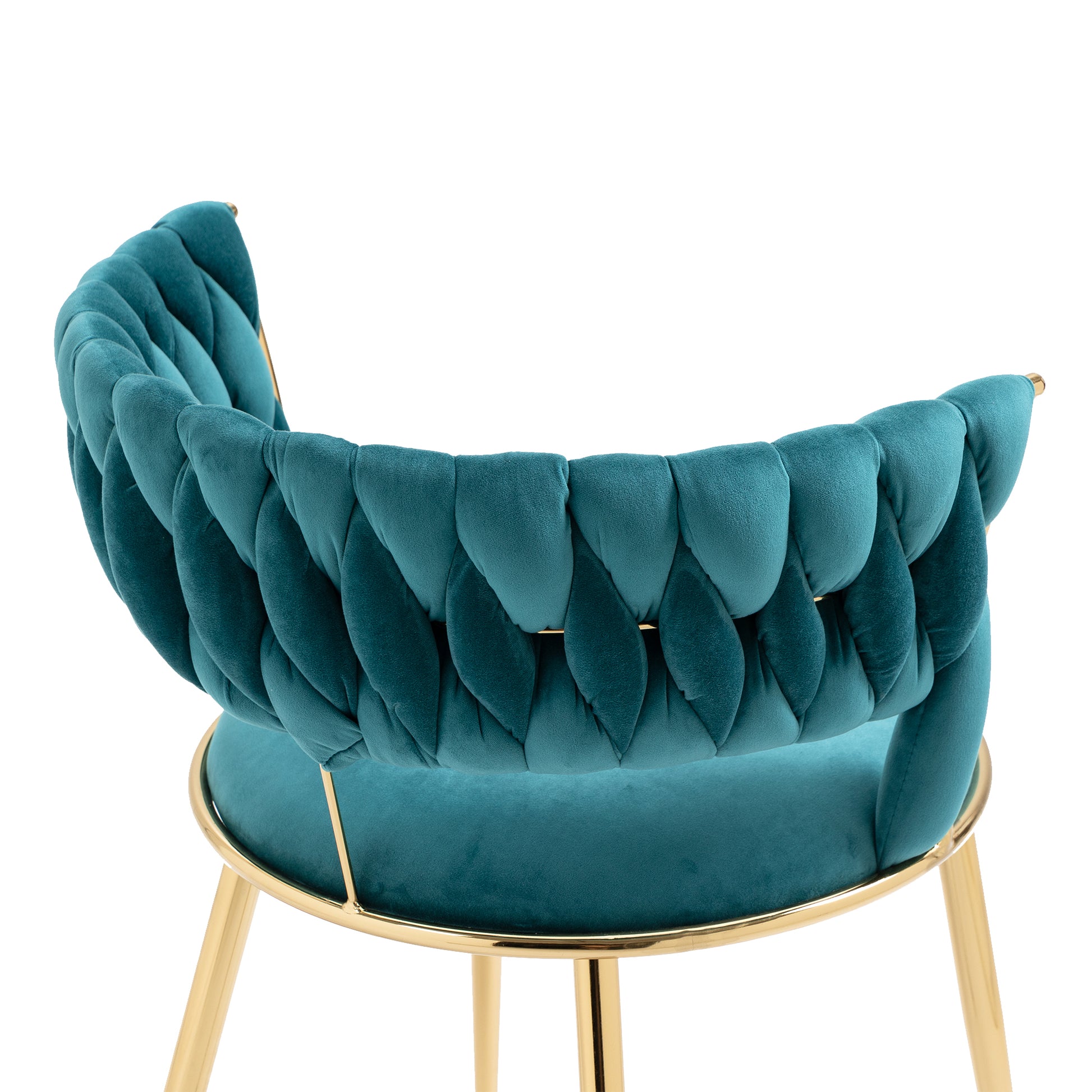 Coolmore Velvet Dining Chairs Set Of 2, Woven Upholstered Dining Chairs With Gold Metal Legs, Modern Accent Chairs For Living Room, Dining Room, Kitchen Teal Velvet Teal Foam Velvet