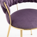 Coolmore Velvet Dining Chairs Set Of 2, Woven Upholstered Dining Chairs With Gold Metal Legs, Modern Accent Chairs For Living Room, Dining Room, Kitchen Purple Velvet Purple Foam Velvet