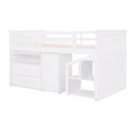 Loft Bed Low Study Twin Size Loft Bed With Storage Steps And Portable,Desk,White Old Sku: Lt000101Aak White Solid Wood