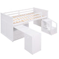 Loft Bed Low Study Twin Size Loft Bed With Storage Steps And Portable,Desk,White Old Sku: Lt000101Aak White Solid Wood