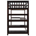 Twin Size Loft Bed With Storage Shelves And Under Bed Desk, Espresso Old Sku:Sm000245Aap 1 Espresso Pine