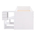 Loft Bed Low Study Twin Size Loft Bed With Storage Steps And Portable,Desk,White Old Sku: Lt000101Aak White Solid Wood