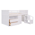 Loft Bed Low Study Twin Size Loft Bed With Storage Steps And Portable,Desk,White Old Sku: Lt000101Aak White Solid Wood