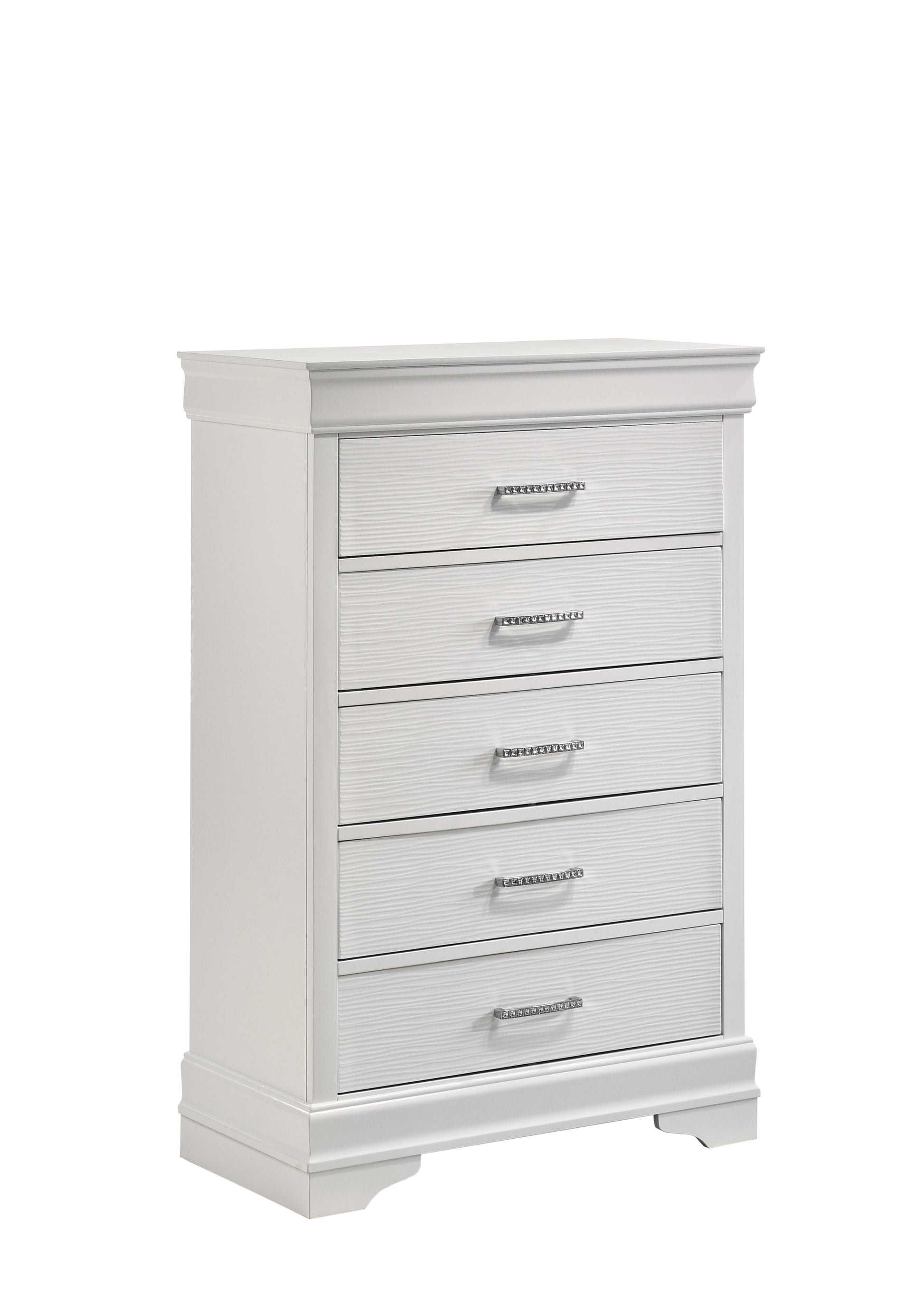 Modern Brooklyn 5 Drawers Chest Made With Wood In White White Bedroom Modern Acacia Upholstered Wood