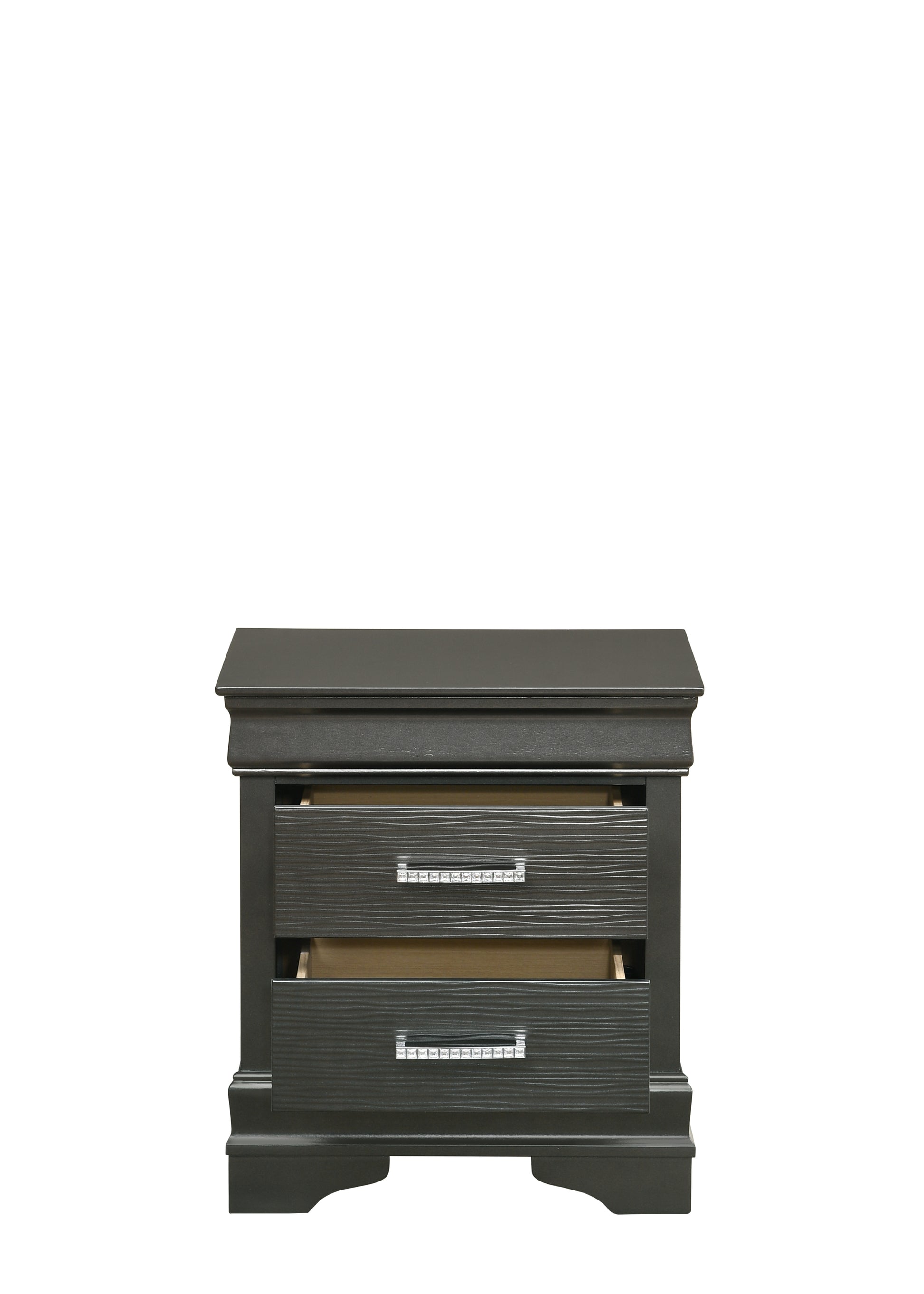 Brooklyn Modern Style Nightstand Made With Wood In Gray Gray 2 Drawers Bedroom Modern Acacia Drawers Upholstered Wood