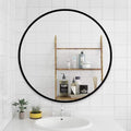 Black 24 Inch Metal Round Bathroom Mirror black-classic-mdf-aluminium