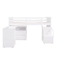 Loft Bed Low Study Twin Size Loft Bed With Storage Steps And Portable,Desk,White Old Sku: Lt000101Aak White Solid Wood