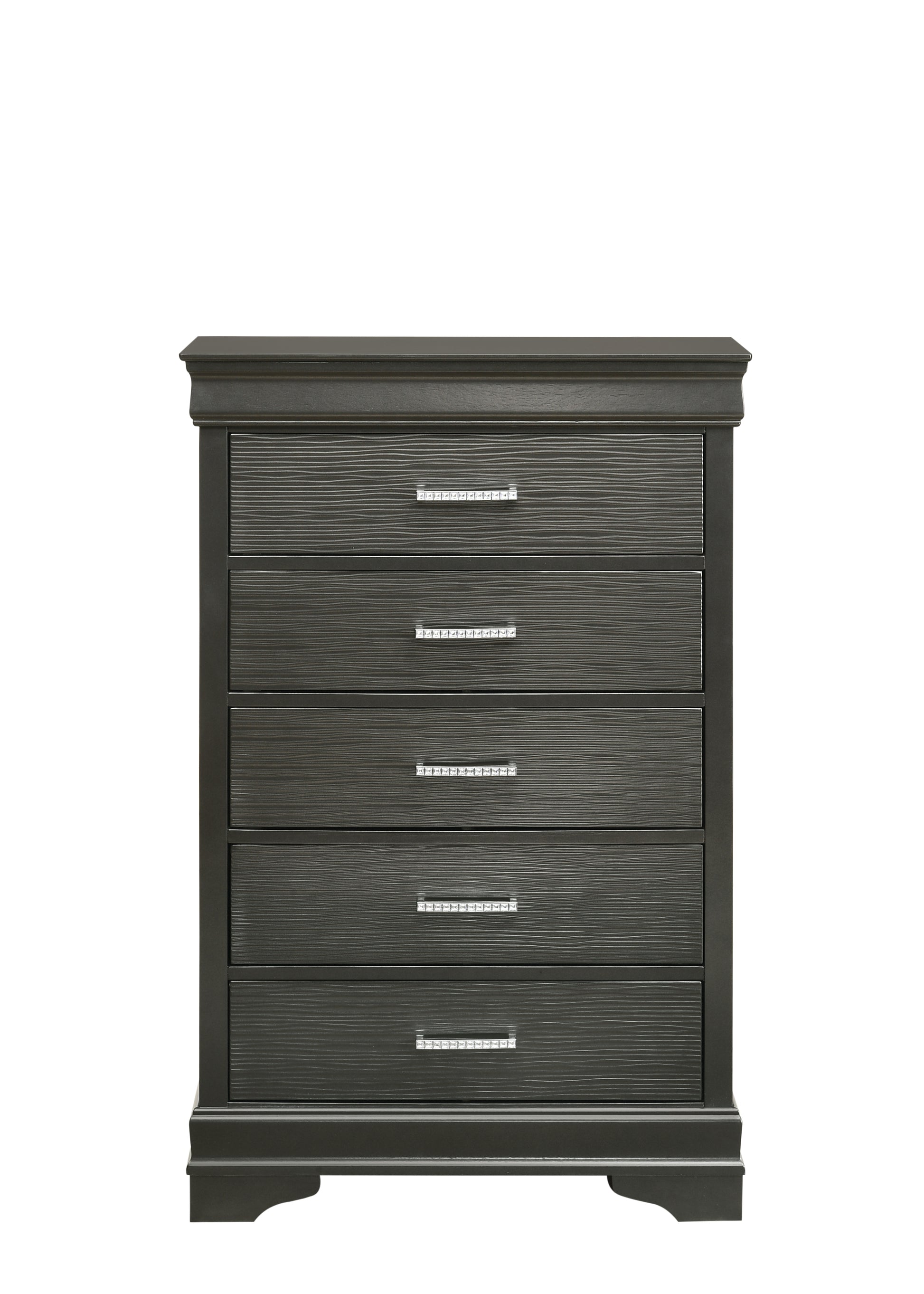 Modern Brooklyn 5 Drawers Chest Made With Wood In Gray Gray Bedroom Modern Acacia Upholstered Wood